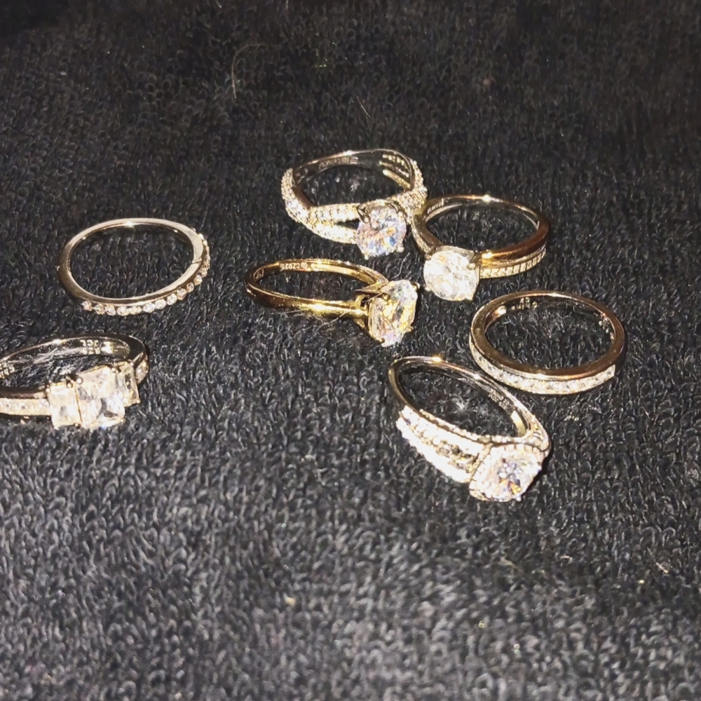 Mixed lot  7  Sterling 925 cubic zirconia ring package